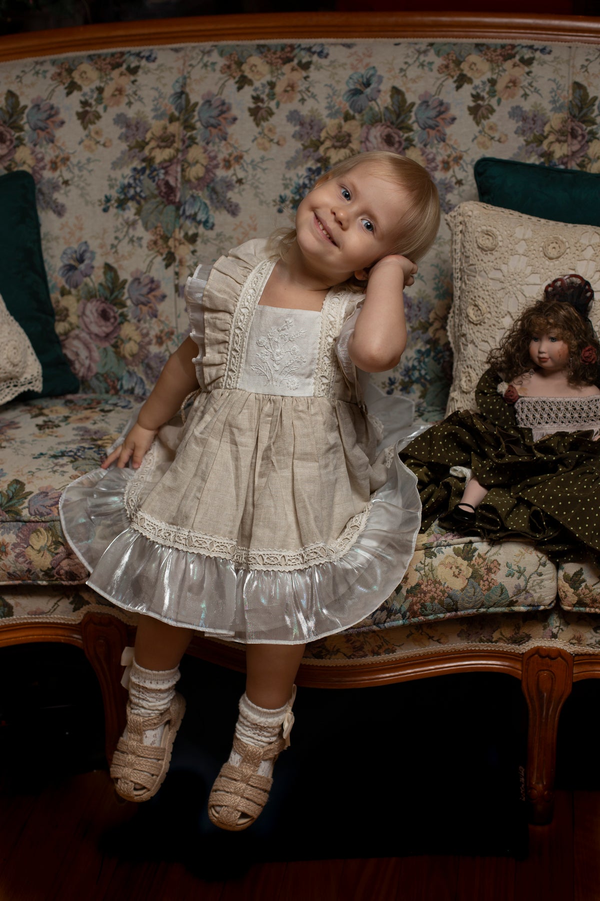 Ukrainian Heritage – Hand Embroidered Vintage Inspired Boutique Girls Dress | Luxury Linen Heirloom Style Special Occasion