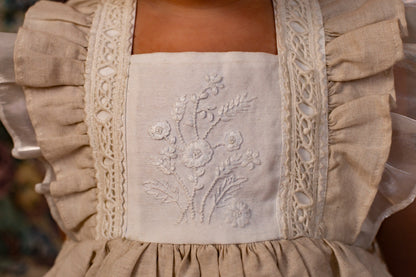 Ukrainian Heritage – Hand Embroidered Vintage Inspired Boutique Girls Dress | Luxury Linen Heirloom Style Special Occasion