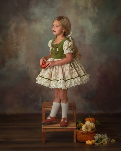 The Everwood Dress – Hand Embroidered Vintage Inspired Cotton Girls Dress | Detachable Vest Heirloom Style PREORDER EST EARLY NOV