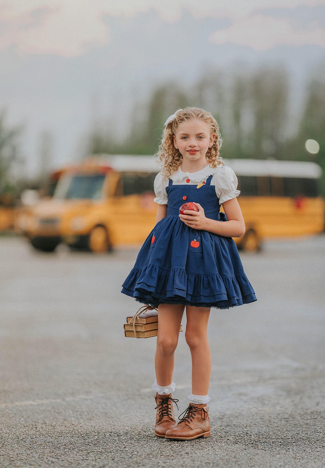 Classroom Elegant Dress – Hand Embroidered Vintage Inspired Linen Cotton Boutique Girls Dress | Swiss Dot Lace Heirloom Style