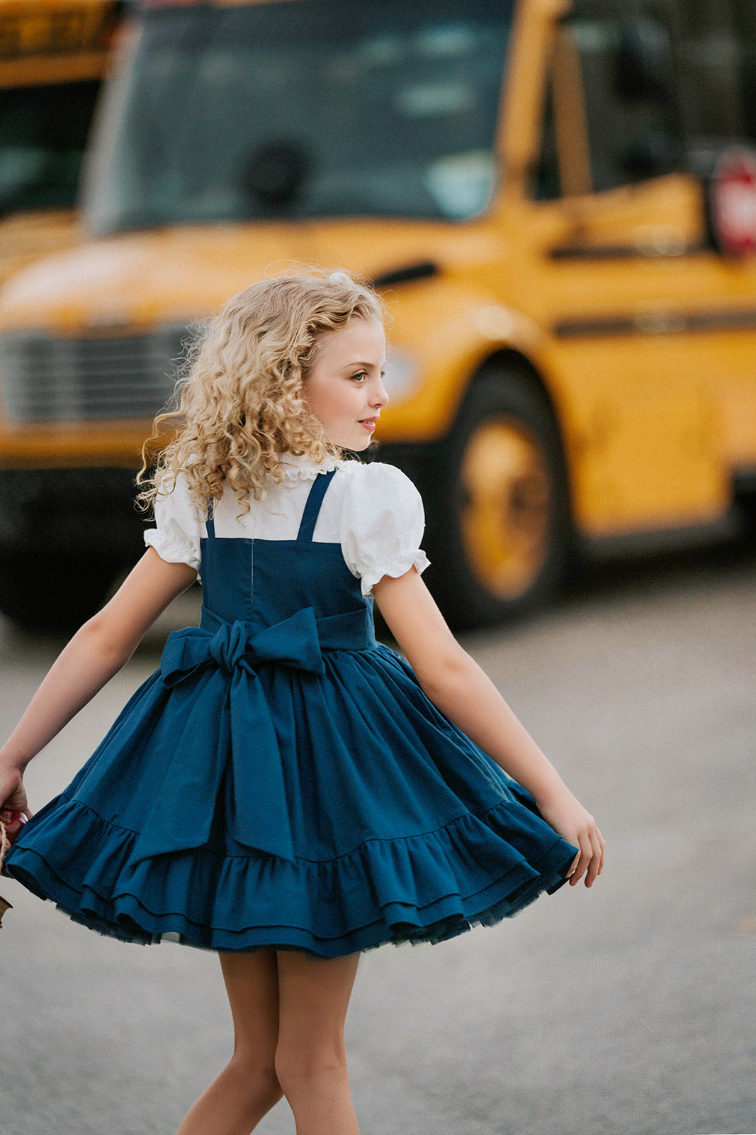 Classroom Elegant Dress – Hand Embroidered Vintage Inspired Linen Cotton Boutique Girls Dress | Swiss Dot Lace Heirloom Style