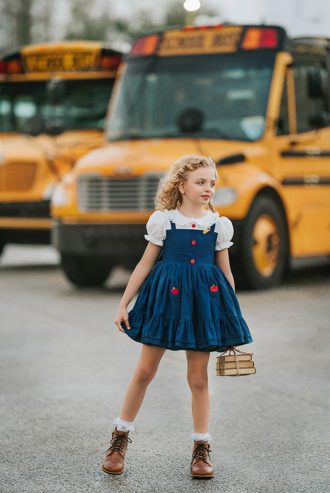 Classroom Elegant Dress – Hand Embroidered Vintage Inspired Linen Cotton Boutique Girls Dress | Swiss Dot Lace Heirloom Style