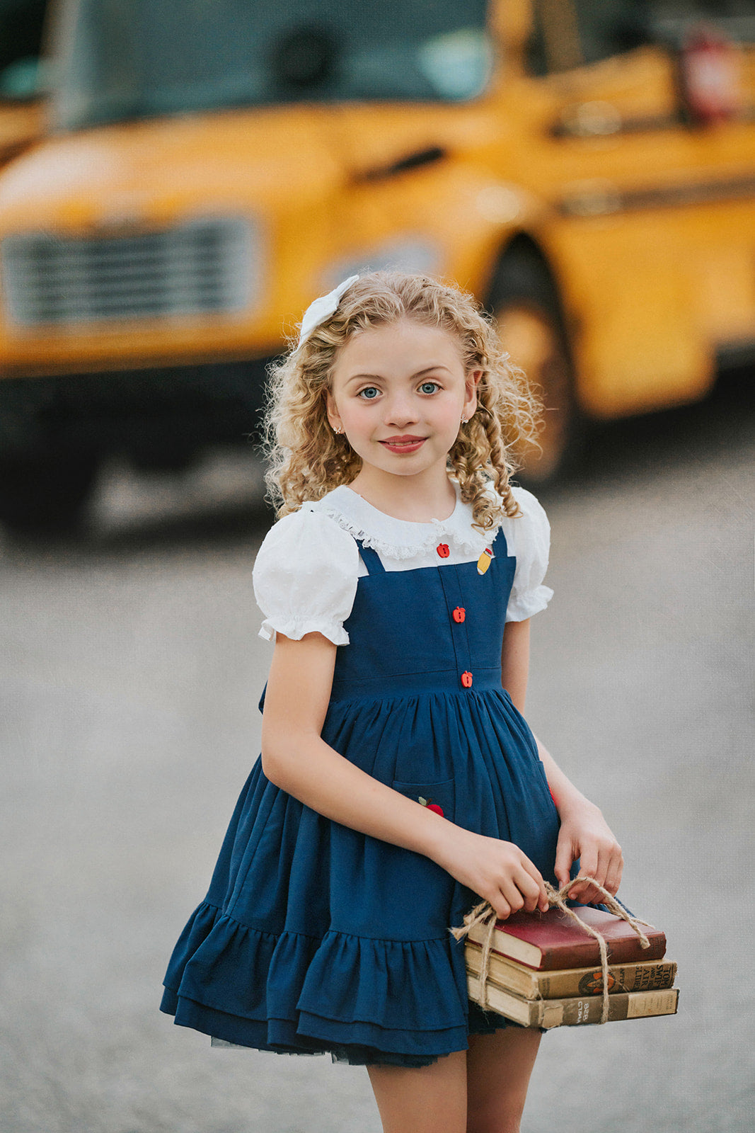 Classroom Elegant Dress – Hand Embroidered Vintage Inspired Linen Cotton Boutique Girls Dress | Swiss Dot Lace Heirloom Style