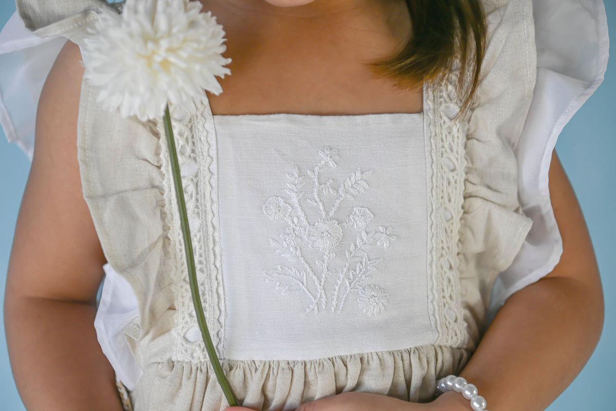 Ukrainian Heritage – Hand Embroidered Vintage Inspired Boutique Girls Dress | Luxury Linen Heirloom Style Special Occasion