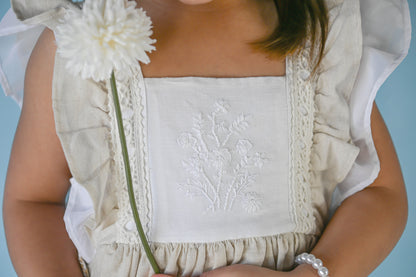 Ukrainian Heritage – Hand Embroidered Vintage Inspired Boutique Girls Dress | Luxury Linen Heirloom Style Special Occasion