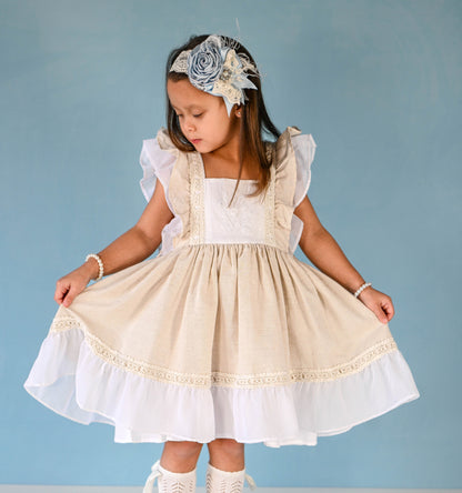 Ukrainian Heritage – Hand Embroidered Vintage Inspired Boutique Girls Dress | Luxury Linen Heirloom Style Special Occasion
