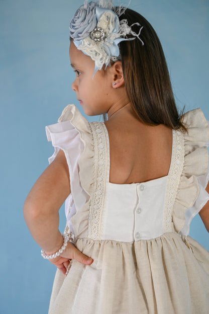 Ukrainian Heritage – Hand Embroidered Vintage Inspired Boutique Girls Dress | Luxury Linen Heirloom Style Special Occasion