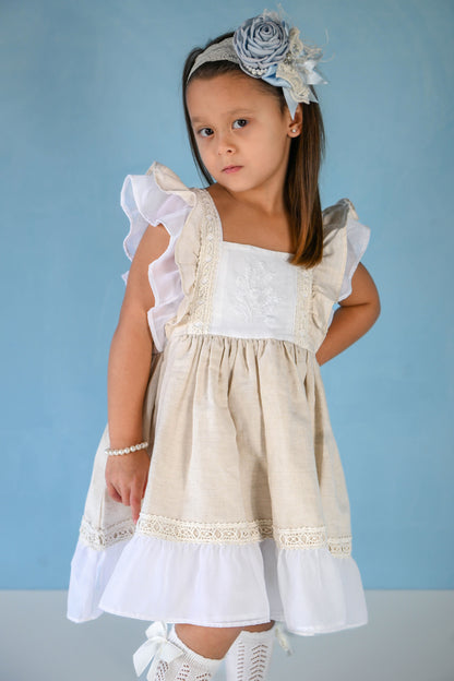 Ukrainian Heritage – Hand Embroidered Vintage Inspired Boutique Girls Dress | Luxury Linen Heirloom Style Special Occasion