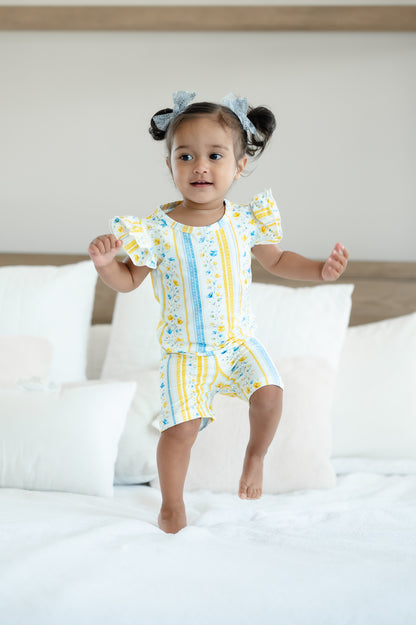 Sunshine & Daisies Girls Bamboo Lounge Set | Yellow Floral
