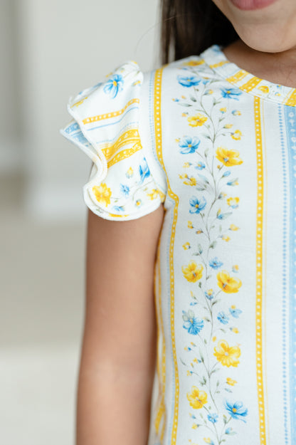 Sunshine & Daisies Girls Bamboo Lounge Set | Yellow Floral