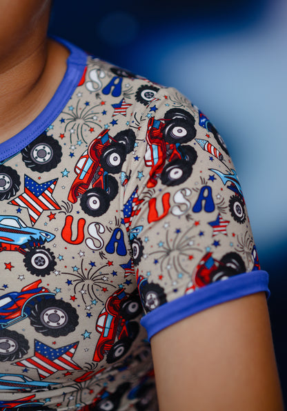 Crush It Boys Bamboo Shorts Lounge Set | 4th of July