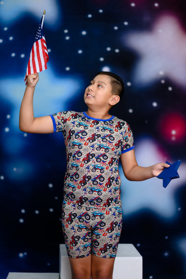 Crush It Boys Bamboo Shorts Lounge Set | 4th of July