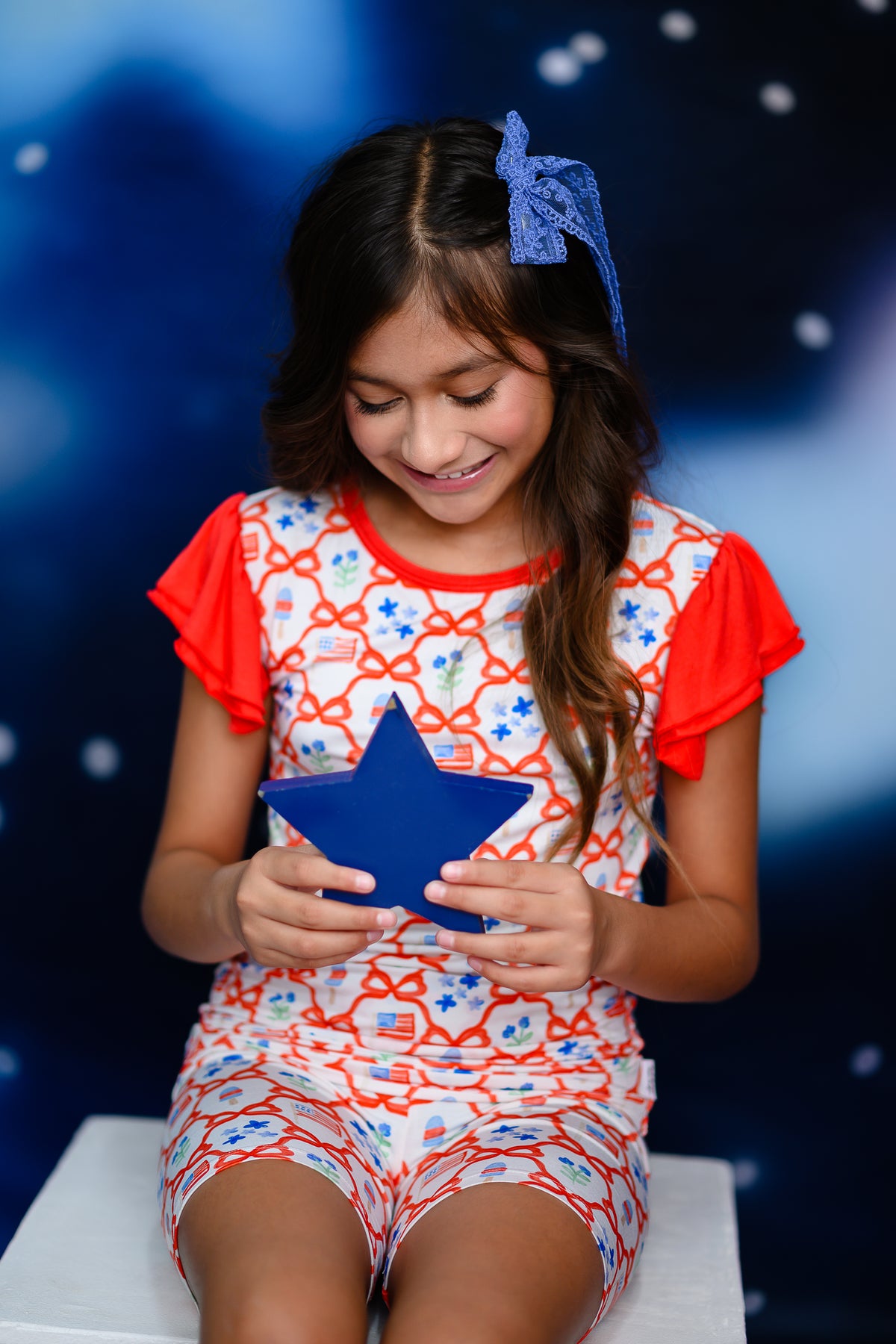 Sweet Freedom Girls Bamboo Shorts Lounge Set | 4th of July