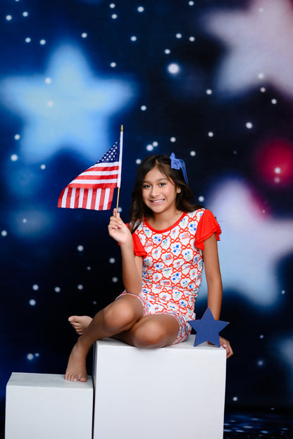 Sweet Freedom Girls Bamboo Shorts Lounge Set | 4th of July