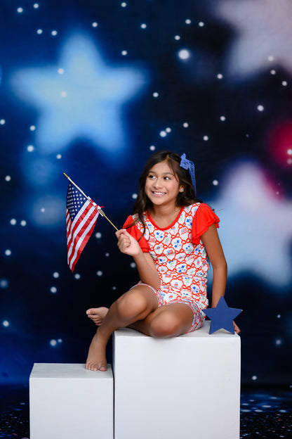 Sweet Freedom Girls Bamboo Shorts Lounge Set | 4th of July