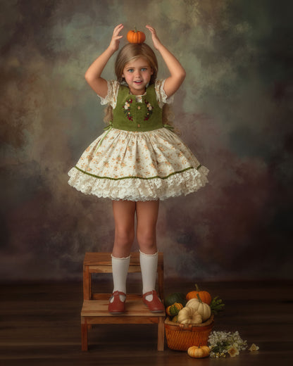 The Everwood Dress – Hand Embroidered Vintage Inspired Cotton Girls Dress | Detachable Vest Heirloom Style PREORDER EST EARLY NOV