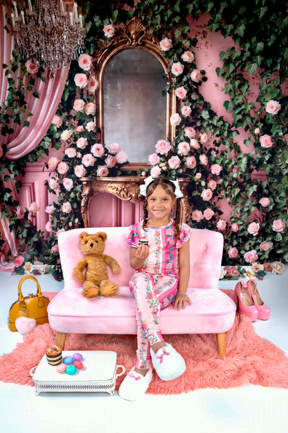 The Pink Chateau Girls Bamboo Lounge Set | Floral Rose