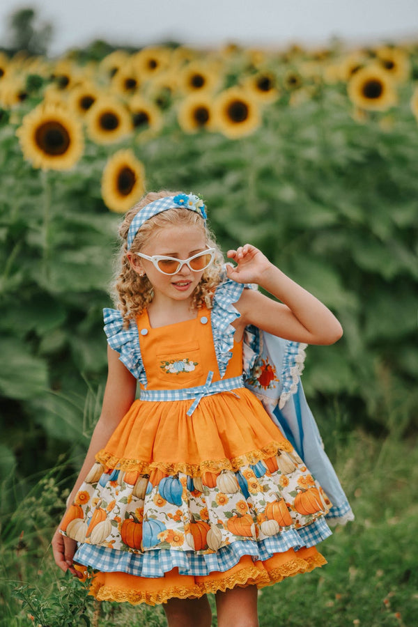 Pumpkin Season at Willow Manor | Girls Heirloom Fall Dress Set | Grand Millennial Twirl Dress