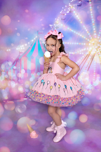 Robe Parade en Rose – Robe Boutique Fille Coton Brodé à la Main d'inspiration Vintage | Style Héritage Dentelle Tulle Volants