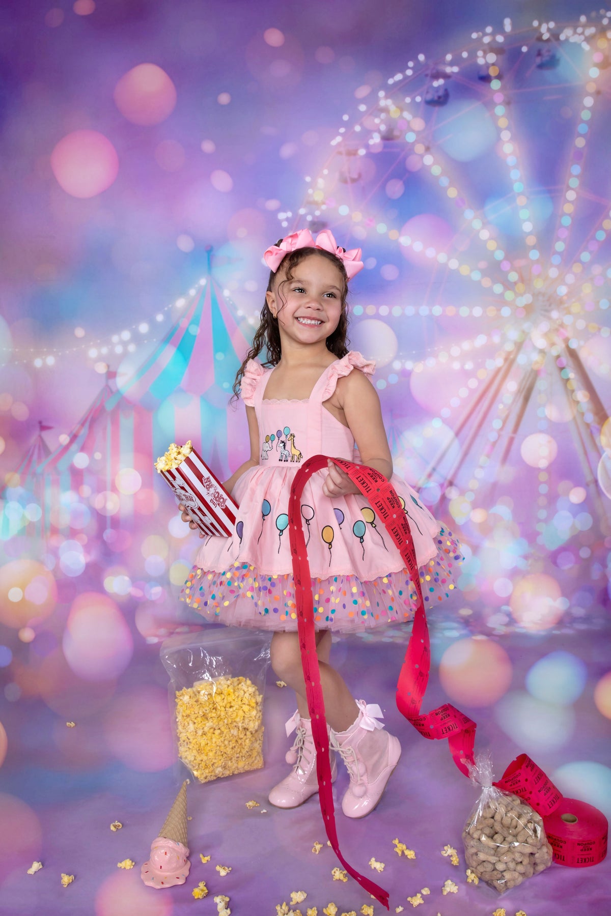 Robe Parade en Rose – Robe Boutique Fille Coton Brodé à la Main d'inspiration Vintage | Style Héritage Dentelle Tulle Volants