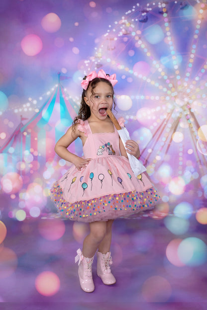 Robe Parade en Rose – Robe Boutique Fille Coton Brodé à la Main d'inspiration Vintage | Style Héritage Dentelle Tulle Volants