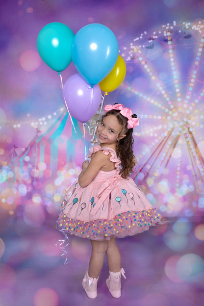 Robe Parade en Rose – Robe Boutique Fille Coton Brodé à la Main d'inspiration Vintage | Style Héritage Dentelle Tulle Volants