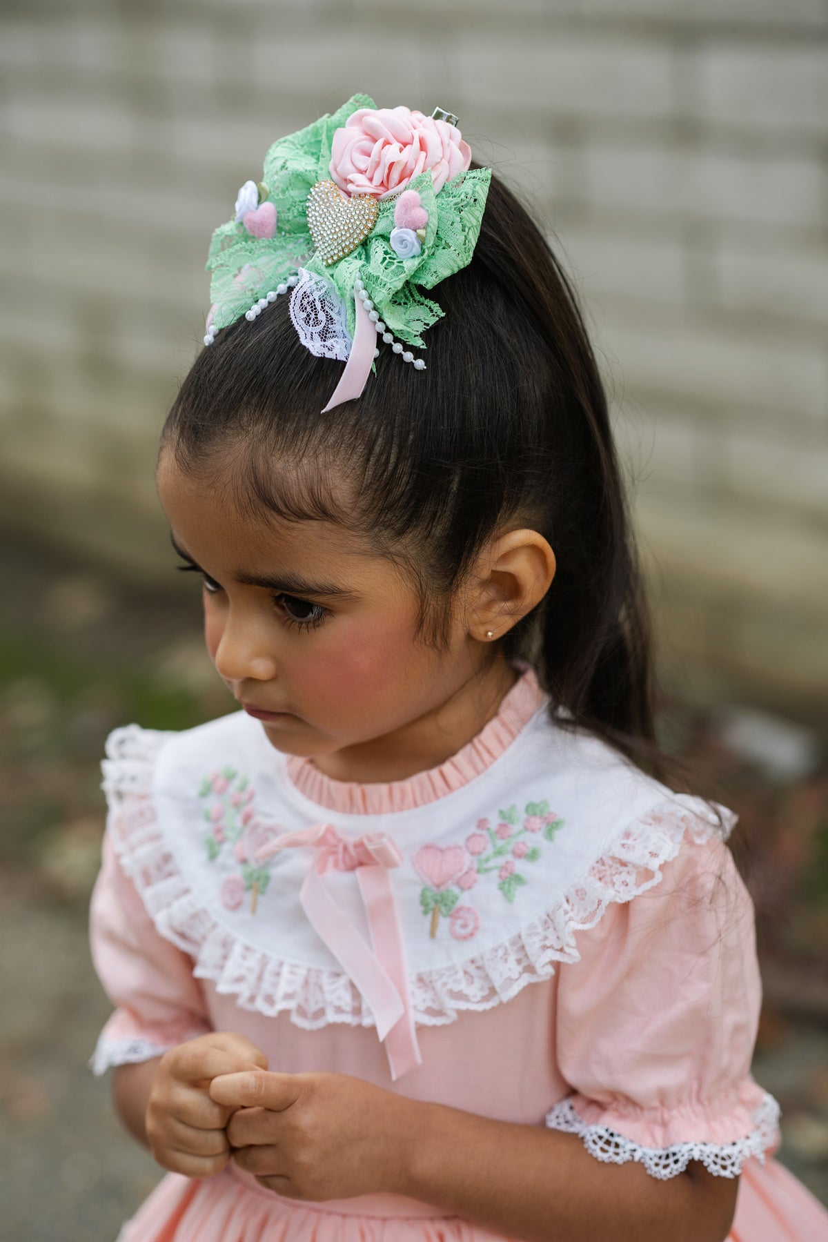 Sweet Aurora Dress – Hand Embroidered Vintage Inspired Boutique Girls Dress | Linen Cotton Eyelet Lace Heirloom Style