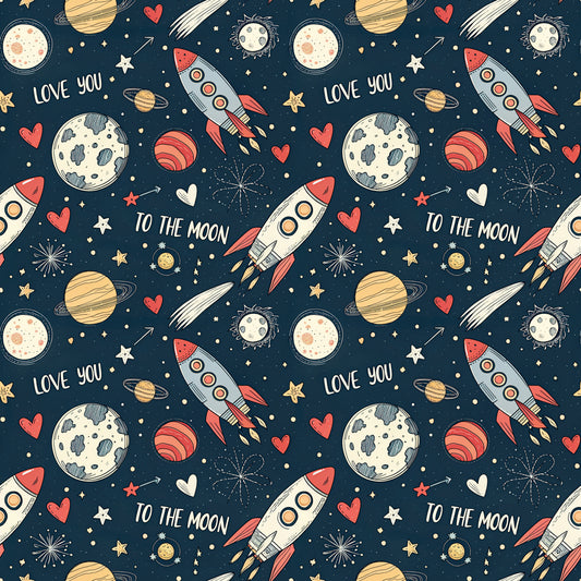 To the Moon Bamboo Boys and Girls Pajama Set