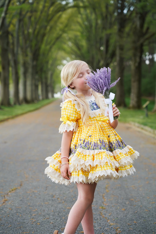 Sunspilled Meadow Dress – Floral Print Vintage Inspired Boutique Girls Dress | Lace Ruffle Heirloom Style Summer Dress