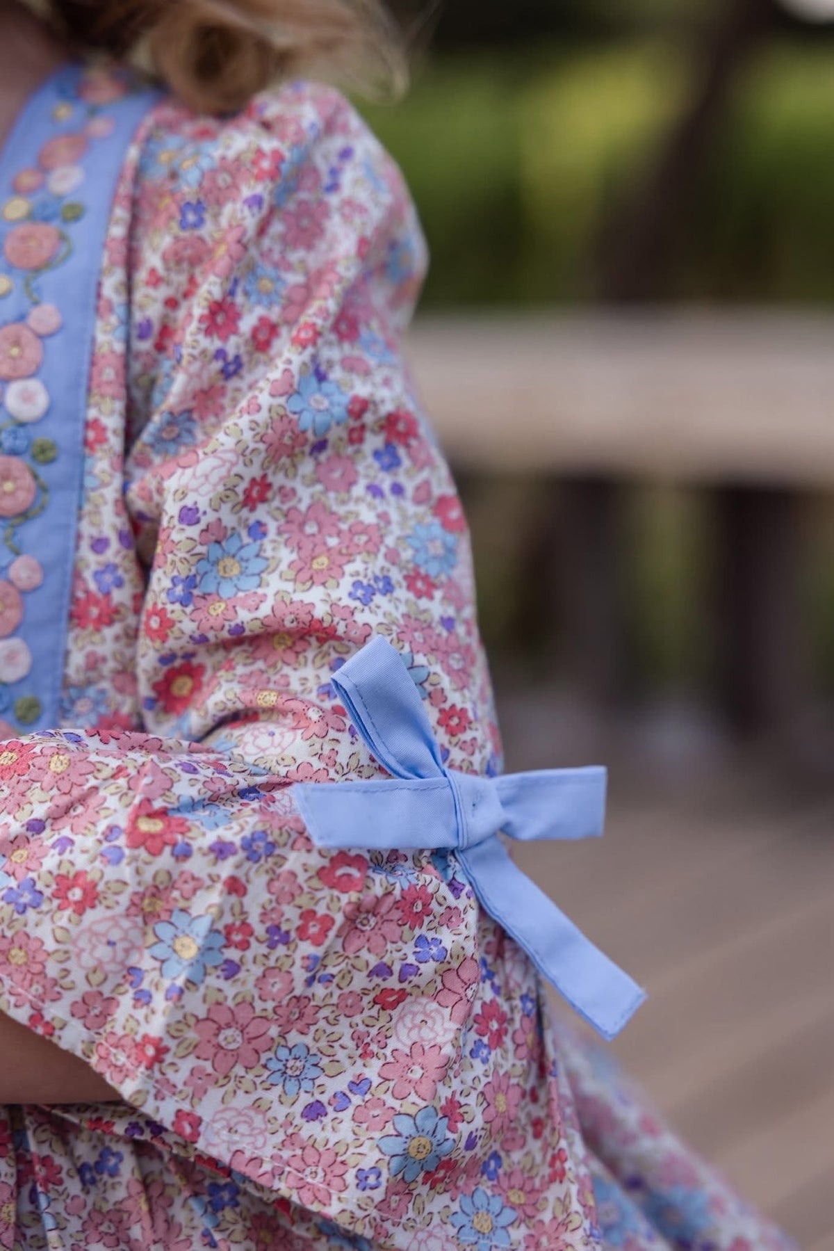 Forget Me Not Dress – Hand-Embroidered Heirloom Girls Dress | Floral Vintage Boutique Twirl Dress with Bloomers