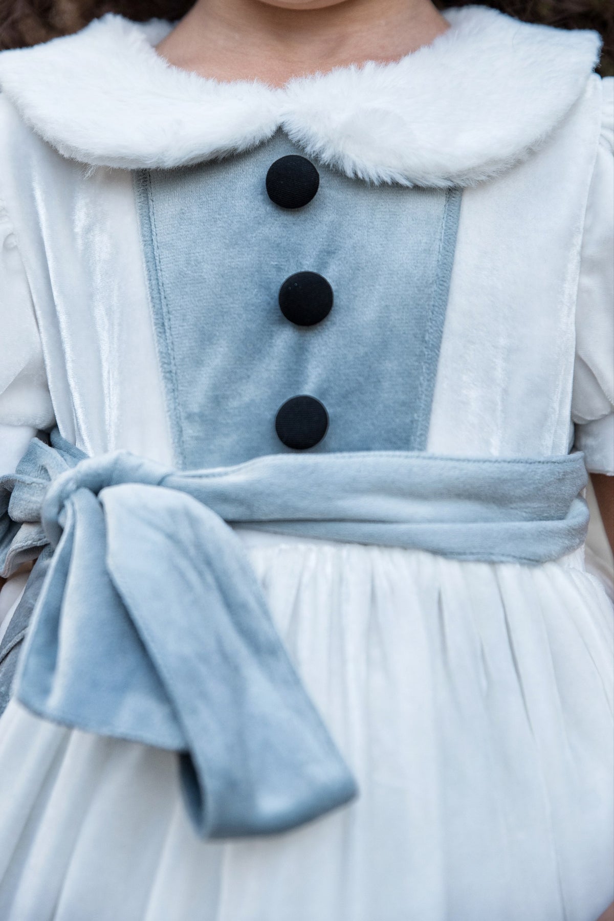 Jolly Snow Dress – Luxury Silk Velvet Boutique Girls Dress | Faux Fur Trim Holiday Heirloom Style